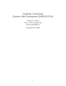 Database Connectivity Dynamic Web Development [DWDDCO701]