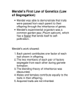 Mendel`s First Law of Genetics (Law of Segregation)