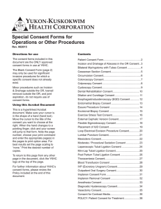 Special Consent Forms for Operations or Other Procedures