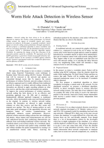 Worm Hole Attack Detection in Wireless Sensor Network