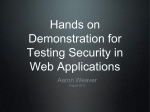 Hands on Demonstration for Testing Security in Web Applications