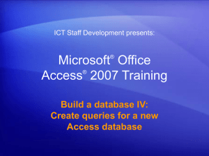 Build a database IV: Create queries for a new Access database