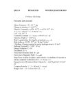 QUIZ 4         ...  Formulas and constants Mass of electron = 9.1. 10