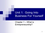 Unit 1: Going Into Business For Yourself