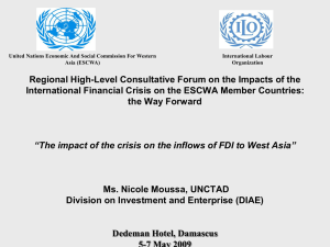 The impact of the crisis on the inflows of FDI