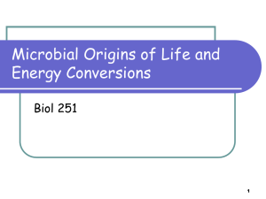 Microbial Origins of Life and Energy Conversions