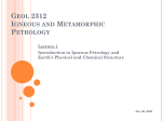 Geol 2312 Igneous and Metamorphic Petrology