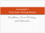 Journalism I Final Exam Writing Review