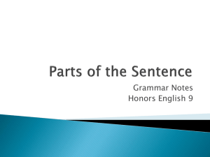 Parts of the Sentence