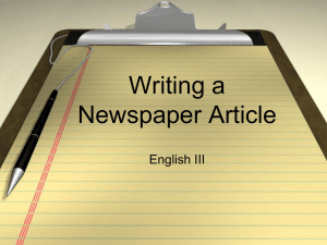 Writing a Newspaper Article