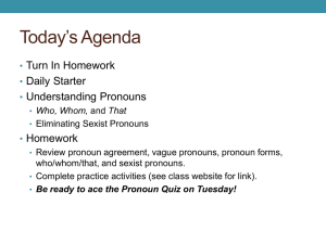 Today`s Agenda - English With Mrs. Pixler