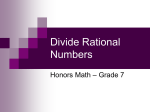 The Rational Numbers - StCeciliaHonorsMath