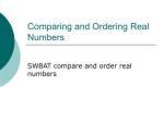 Comparing and Ordering Real Numbers