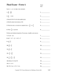 Final Exam – Form A