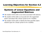 4.2 Systems of Linear equations and Augmented Matrices