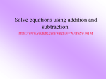 Solving Equations with Addition and Subtraction