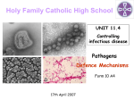 Pathogens Defence Mechanisms UNIT 11.4 Controlling infectious