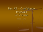 Unit #2 – Confidence Intervals (An Overview)