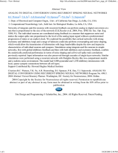 Abstract View ANALOG TO DIGITAL CONVERSION USING RECURRENT SPIKING NEURAL NETWORKS ;