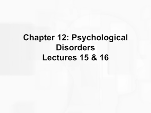 Chapter 12: Psychological Disorders