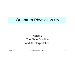 Quantum Physics 2005 Notes-2 The State Function and its Interpretation