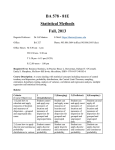 BA 578 - 81E Statistical Methods Fall, 2013