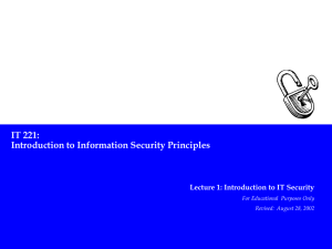 Introduction to IT Security - Virginia Alliance for Secure Computing