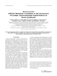 CRELD1 mutations contribute to the occurrence of cardiac atrioventricular septal defects in Down Syndrome,