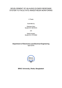 DEVELOPMENT OF AN AUDIO EVOKED RESPONSE SYSTEM TO FACILITATE ANAESTHESIA MONITORING