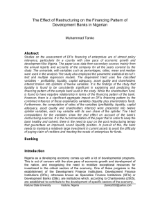 The Effect of Restructuring on the Financing Pattern of Development Banks in Nigerian: