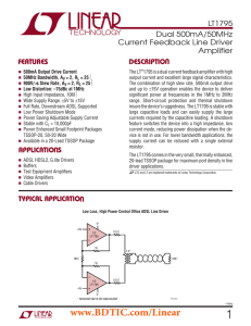 LT1795 - Dual 500mA/50MHz Current Feedback Line Driver Amplifier