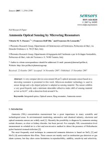 Ammonia Optical Sensing by Microring Resonators