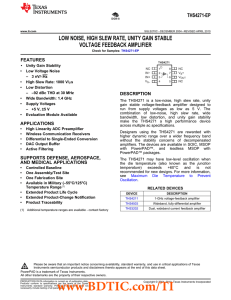 LOW NOISE, HIGH SLEW RATE, UNITY GAIN STABLE VOLTAGE FEEDBACK AMPLIFIER THS4271-EP FEATURES