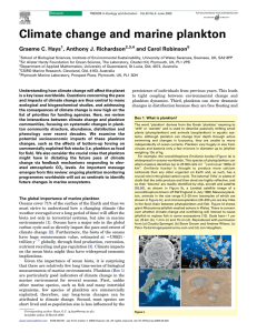 Climate change and marine plankton Graeme C. Hays , Anthony J. Richardson