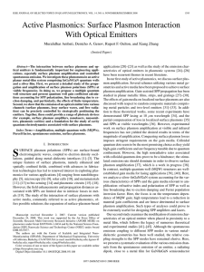 Active Plasmonics: Surface Plasmon Interaction With Optical Emitters