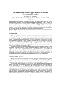 The Application of Wireless Sensor Network on Regional Environmental Protection