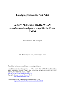 Linköping University Post Print A 3.3 V 72.2 Mbit/s 802.11n WLAN