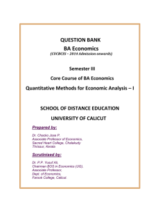 BA Economics QUESTION BANK Quantitative Methods for Economic Analysis – I