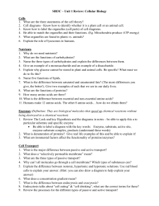 SBI3C – Unit 1 Test