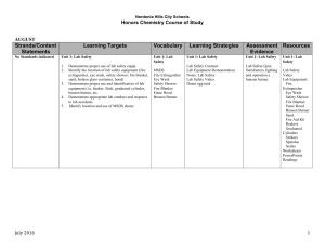 Nordonia Hills City Schools Honors Chemistry Course of Study
