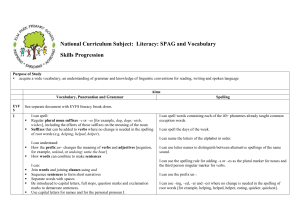 National Curriculum Subject: Literacy: SPAG and Vocabulary Skills