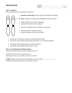 Genes and Traits Handout