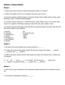 CHEMISTRY 1 FINAL EXAM REVIEW