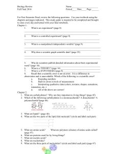 will also include “toos of science” from chapter 1