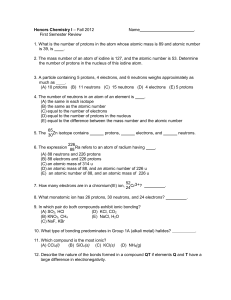 Chemistry I – Fall 2004