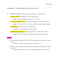 Investigation 3: Common Multiples and Common Factors