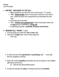 Cell Unit Notes