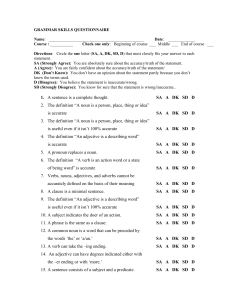 GRAMMAR SKILLS QUESTIONNAIRE