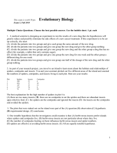 Exam1,2010 - Evolutionary Biology Homepage