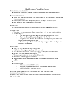 Modification of Mendelian Ratios